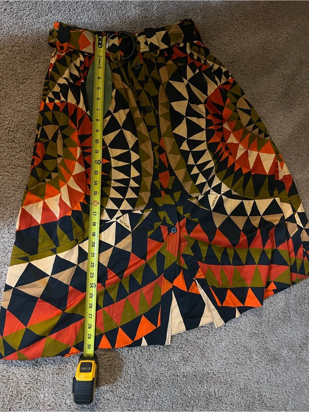 FARM Rio heart deco black button down midi skirt - Picture 2 of 5